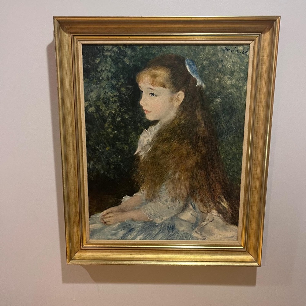 Vtg Renoir Little Irene Portrait Gold Gilt Framed Print Impressionist 22x28